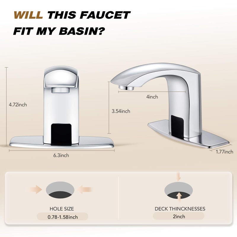 Gangang Commercial Touchless Bathroom Sink Faucet Cold and Hot Water Automatic Motion Sensor Basin Tap Mixer with Mixing Valve and Cover Plate (FBA 2) - Image 5